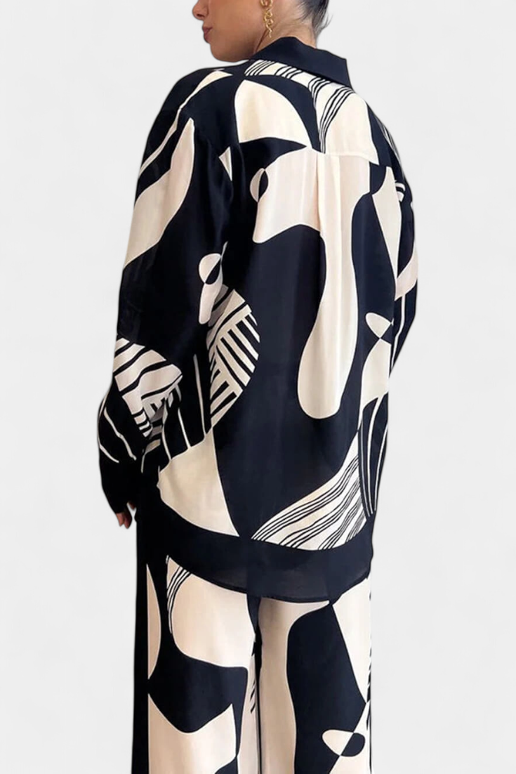 Conjunto Basilisa de Pierna Ancha con Estampado de Grafiti